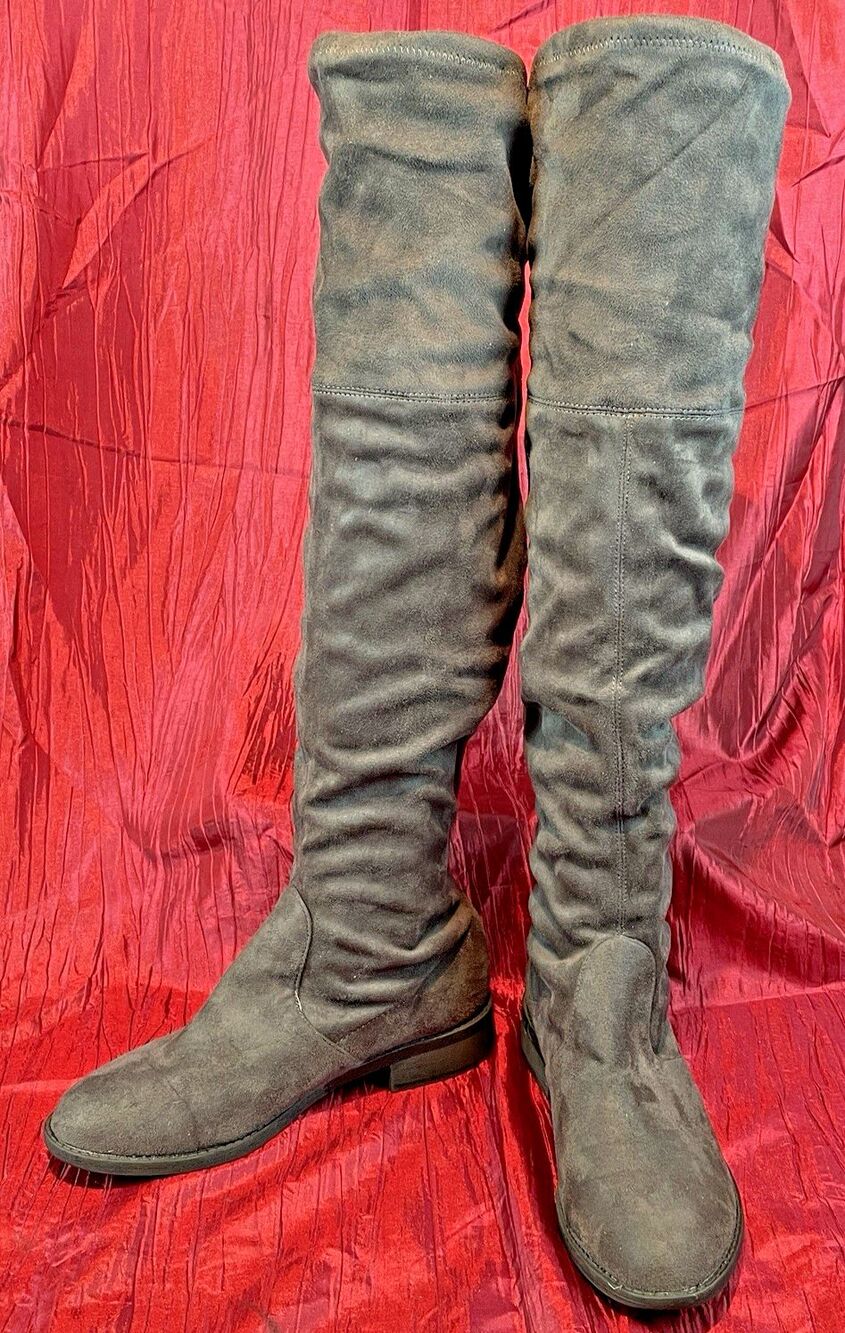 Womens No Parking Kordial Brown Faux Suede OTC Knee Boots sz 9